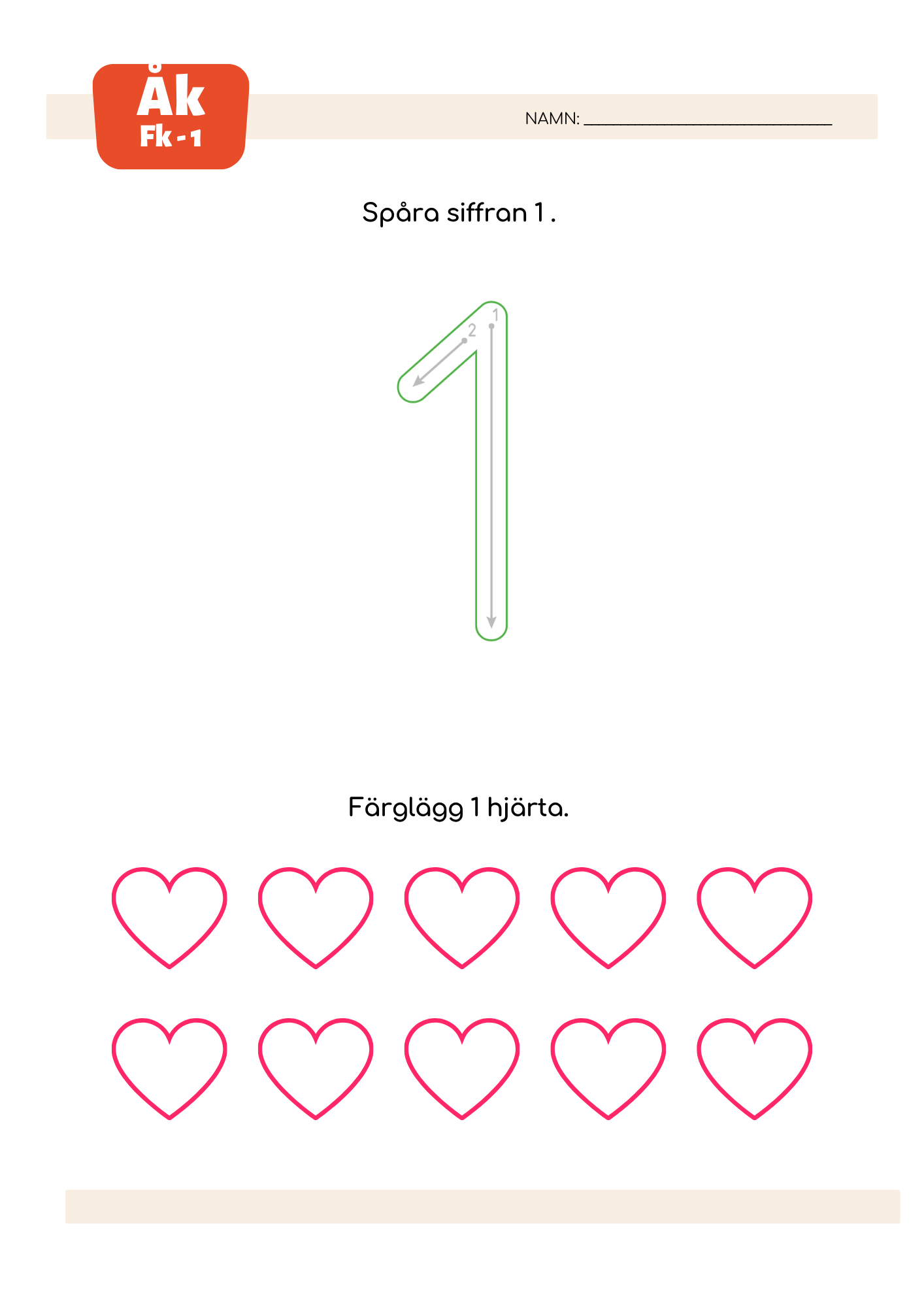 Jag lär mig skriva siffror - Fk - Åk 1