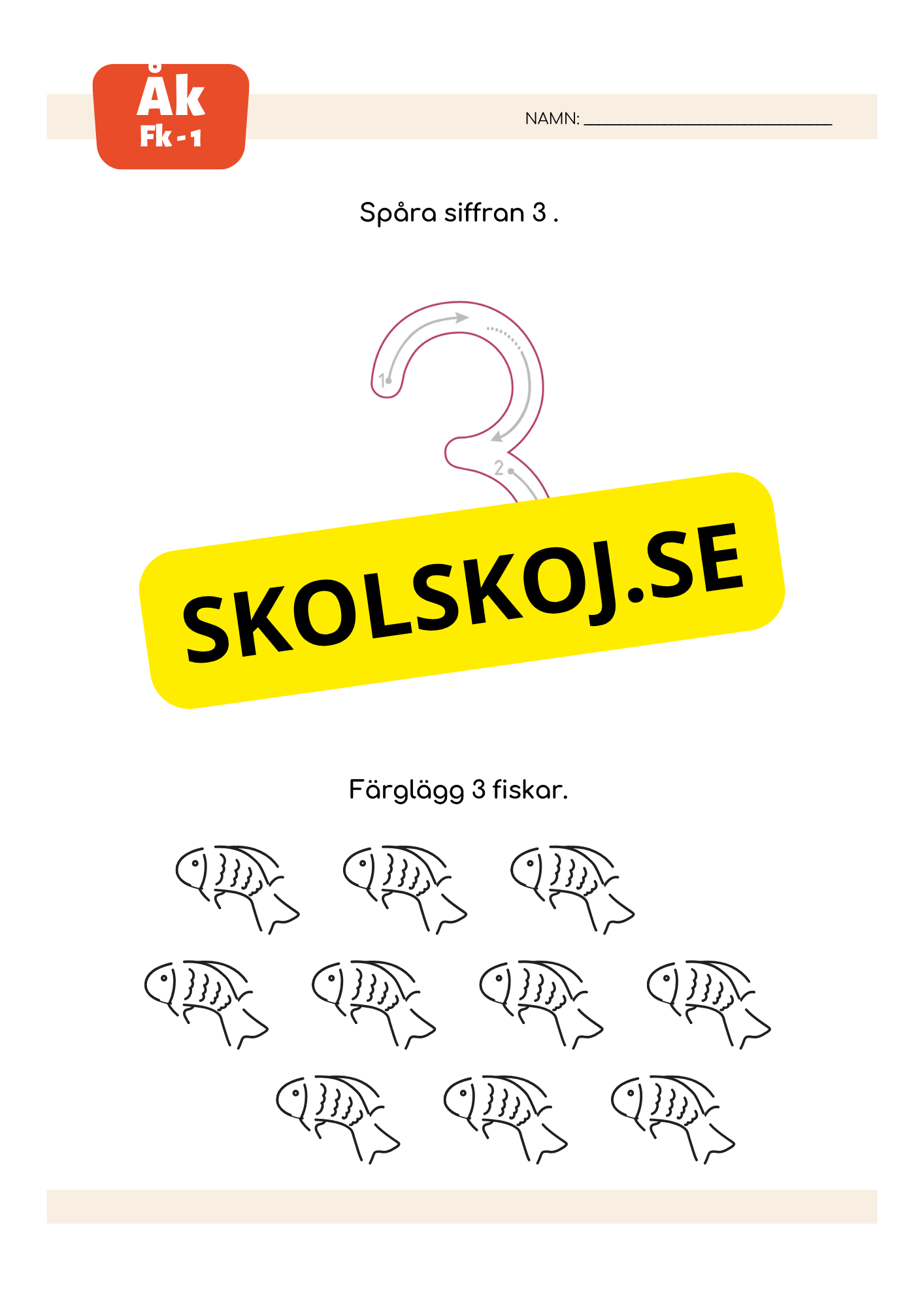 Jag lär mig skriva siffror - Fk - Åk 1