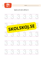Jag lär mig skriva siffror - Fk - Åk 1