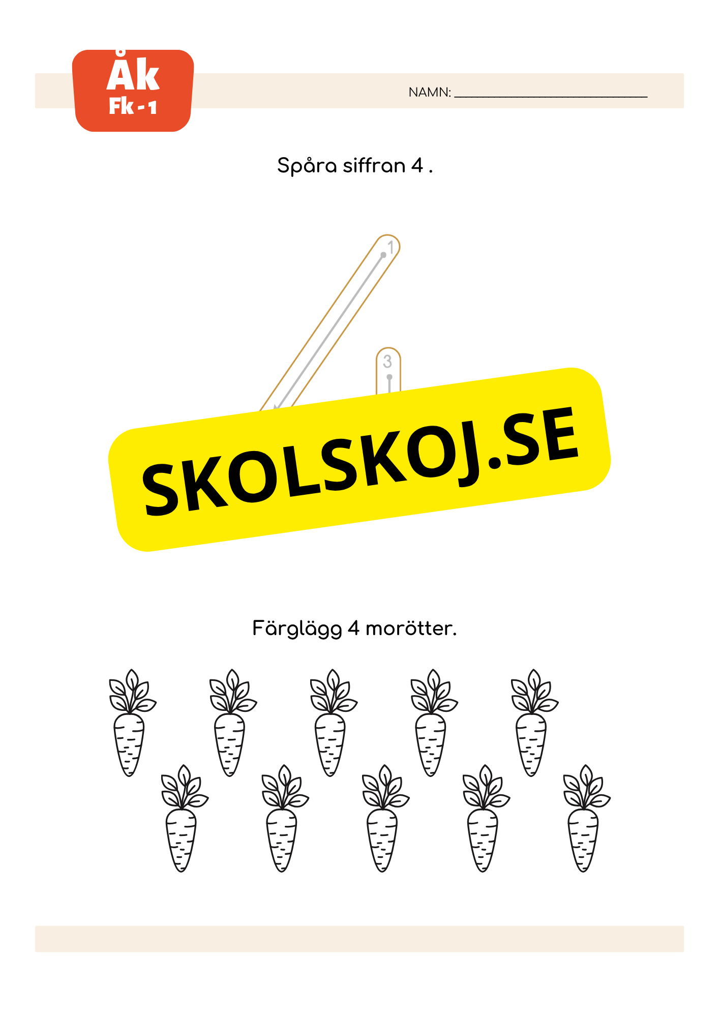 Jag lär mig skriva siffror - Fk - Åk 1