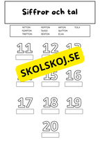 Jag lär mig skriva siffror och tal (0 - 20)