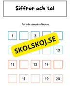 Jag lär mig skriva siffror och tal (0 - 20)