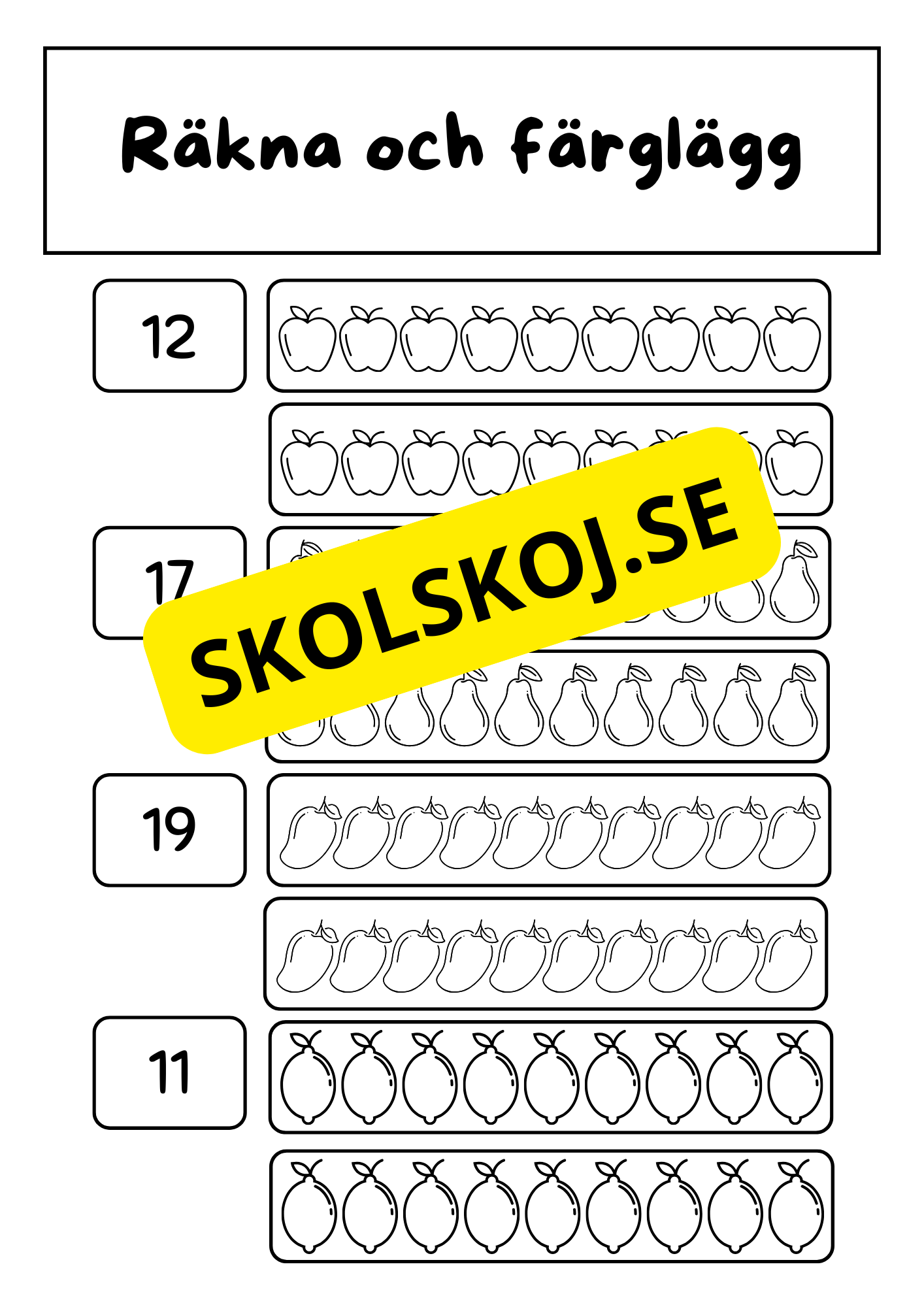 Jag lär mig skriva siffror och tal (0 - 20)