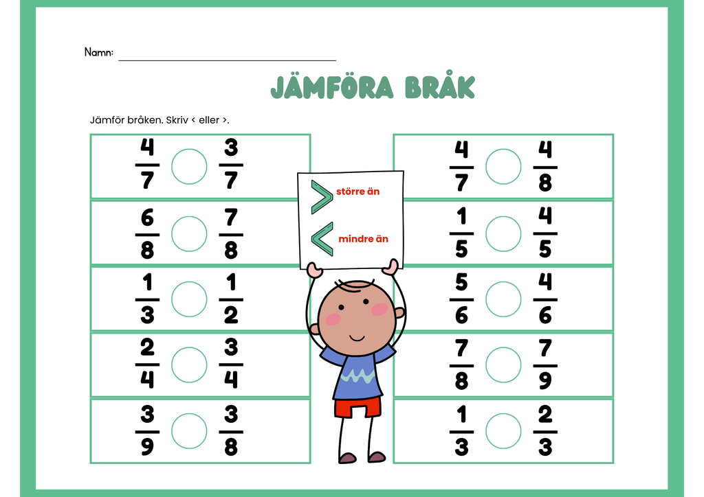 Jämföra bråk