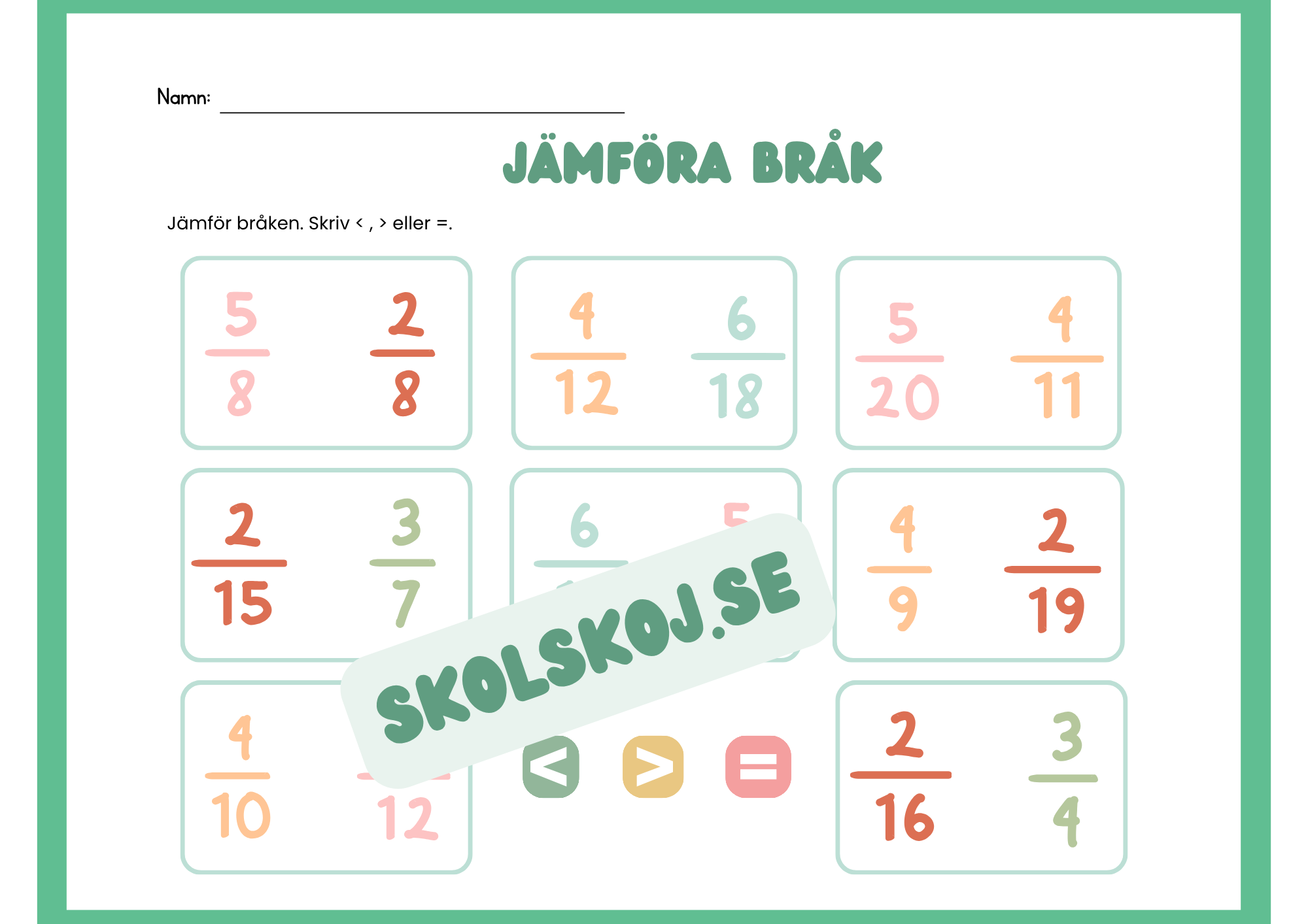 Jämföra bråk