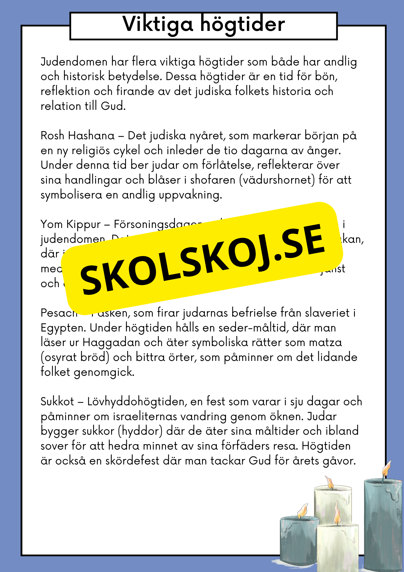 Judendomen - Historia, tro och traditioner - Årskurs 4 - 6