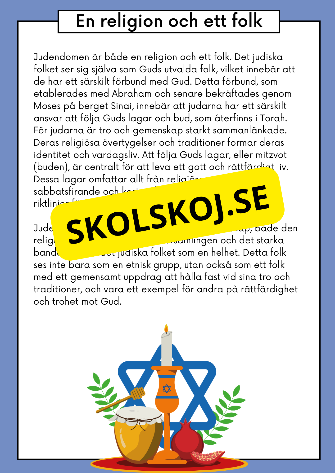 Judendomen - Historia, tro och traditioner - Årskurs 4 - 6