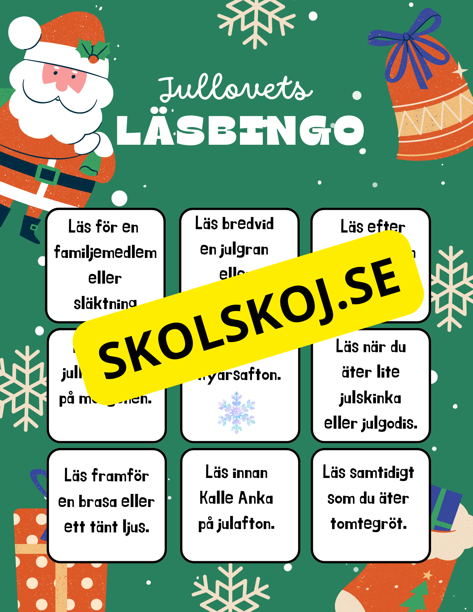 Jullovets läsbingo