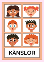 Känslor - Spåra ord och färglägg bilderna