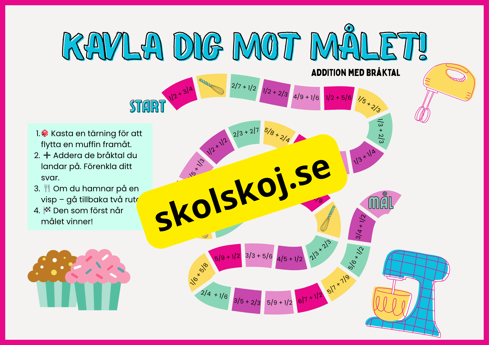Kavla dig mot målet - Addition med bråktal