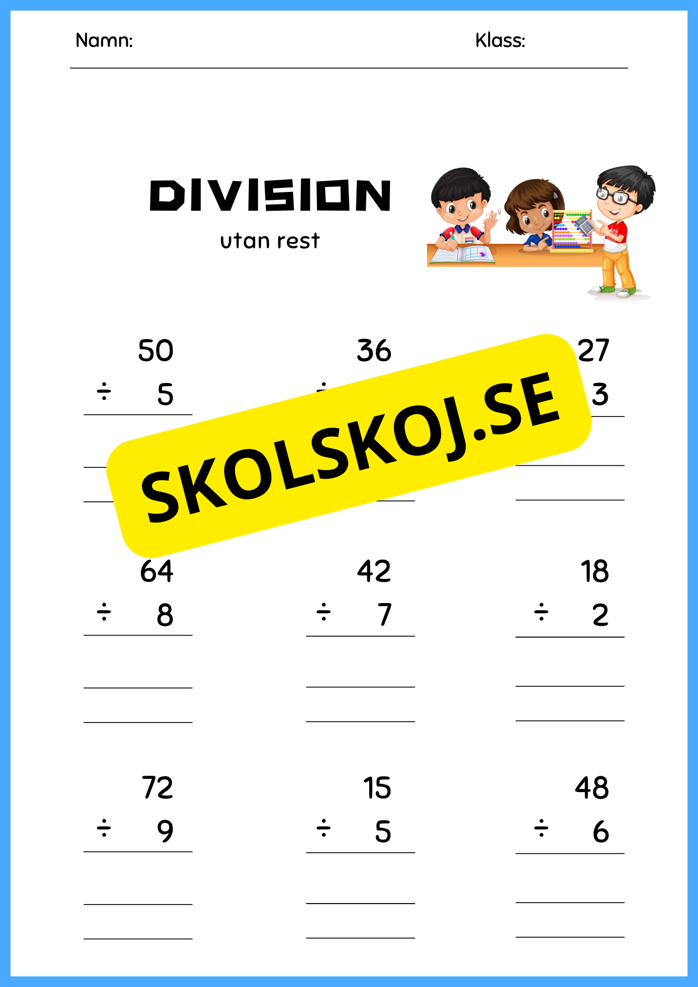 Kort division - Med och utan rest - Årskurs 4