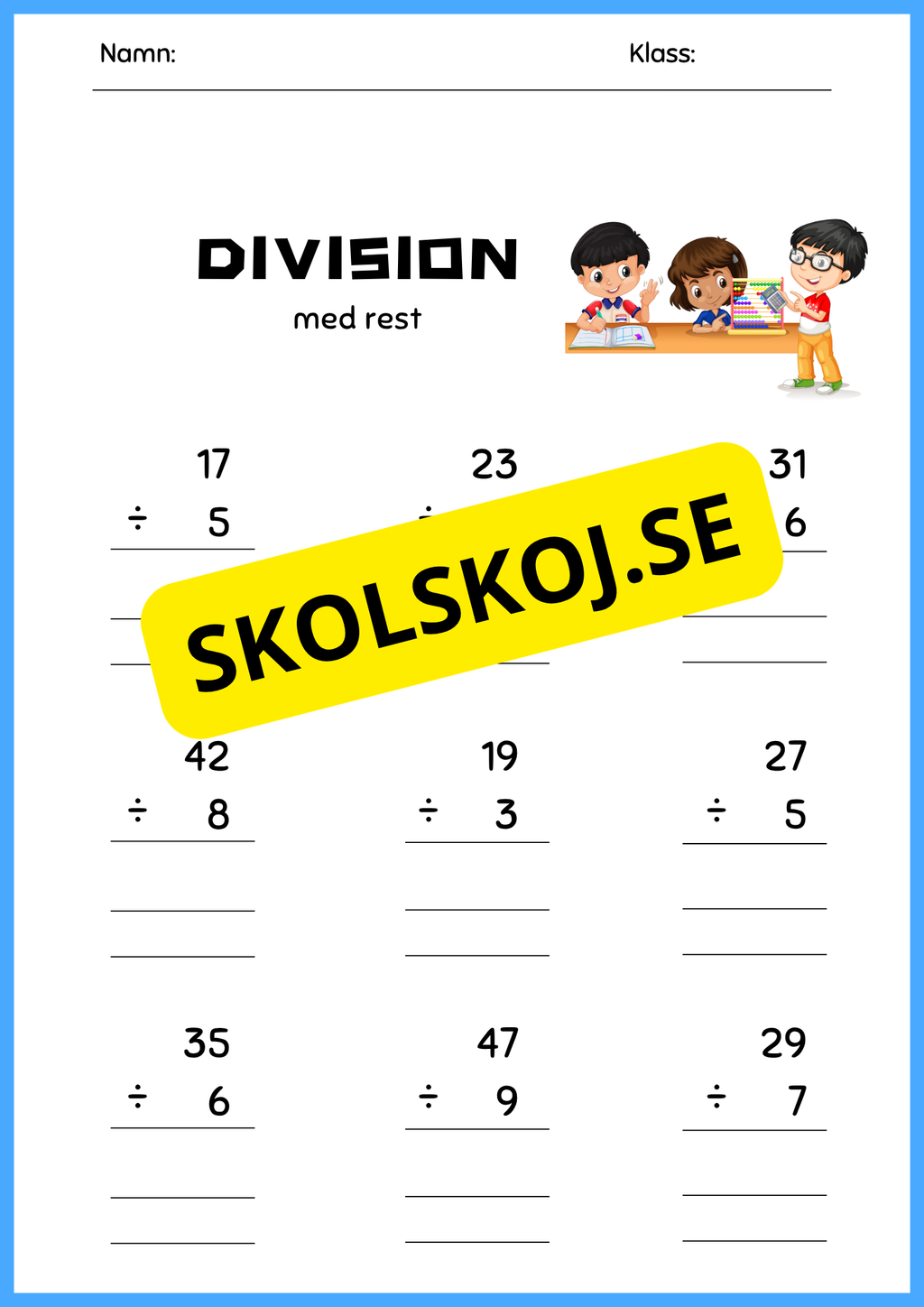 Kort division - Med och utan rest - Årskurs 4