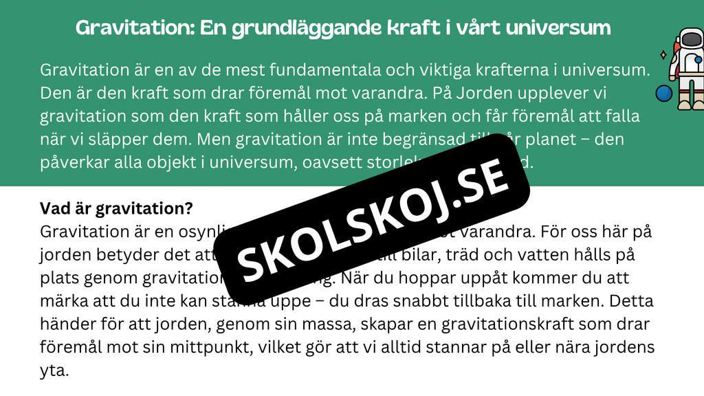 Kort fakta om gravitation