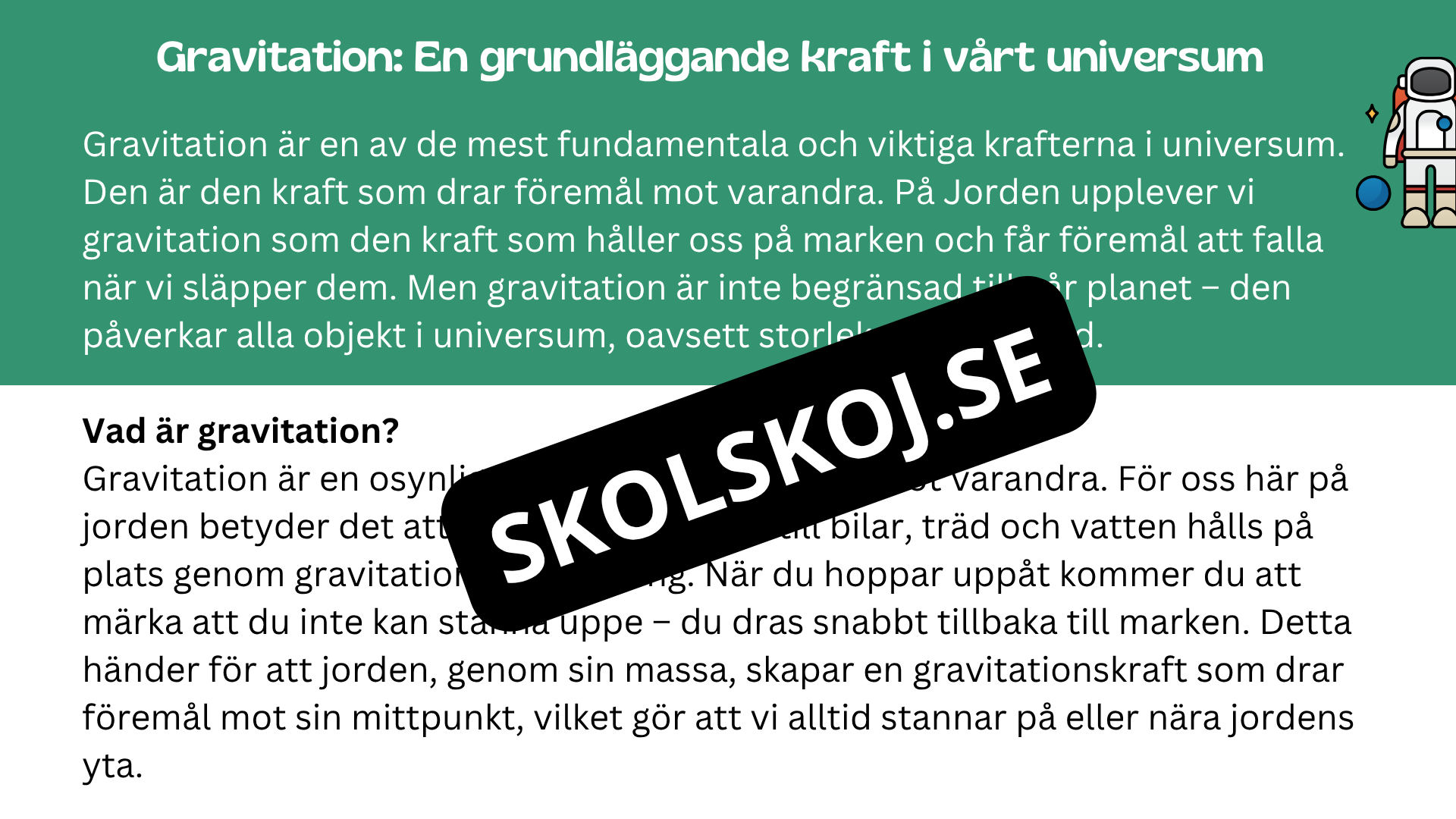 Kort fakta om gravitation