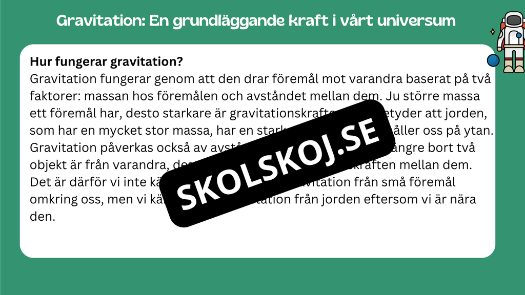 Kort fakta om gravitation
