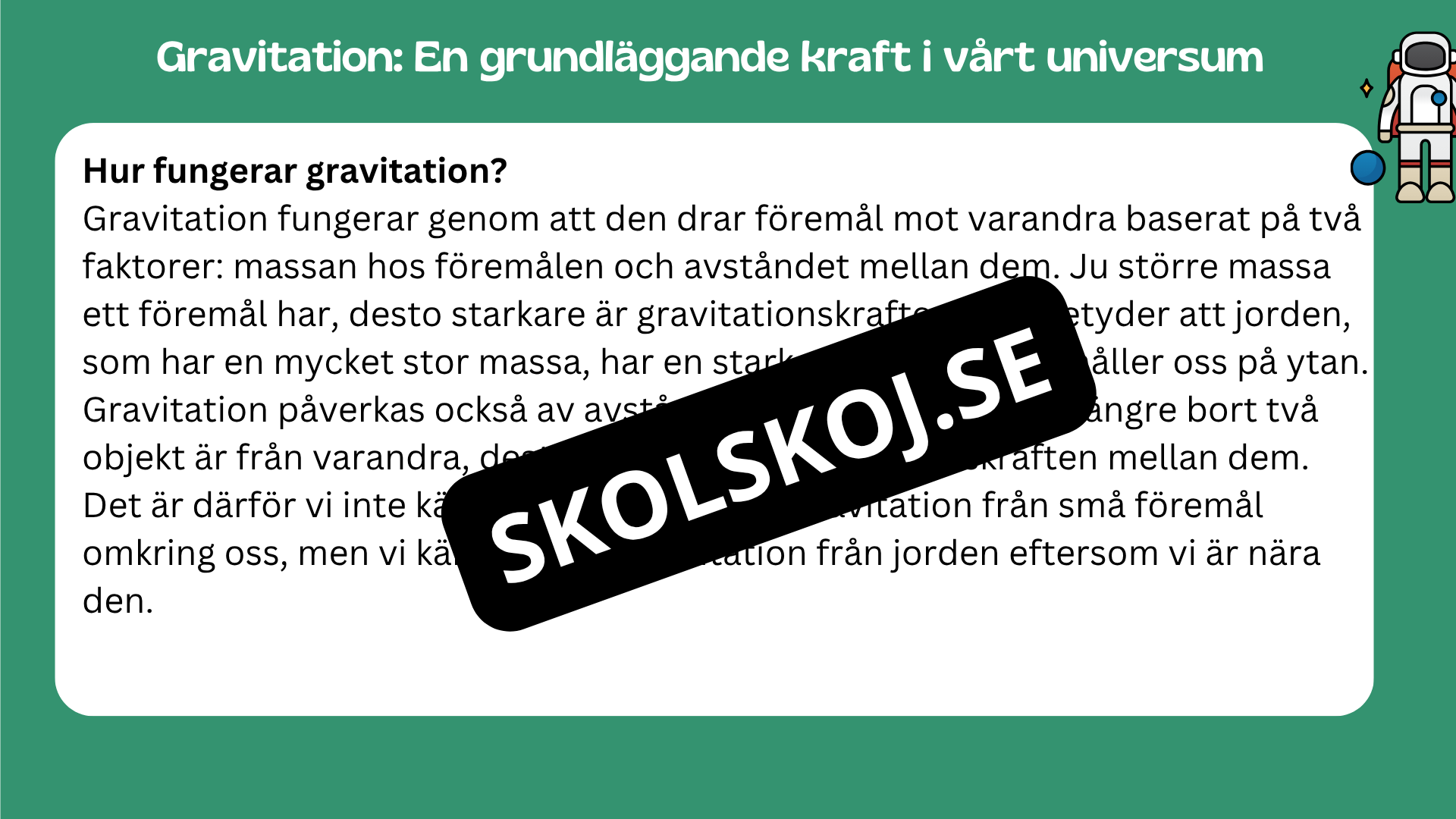 Kort fakta om gravitation