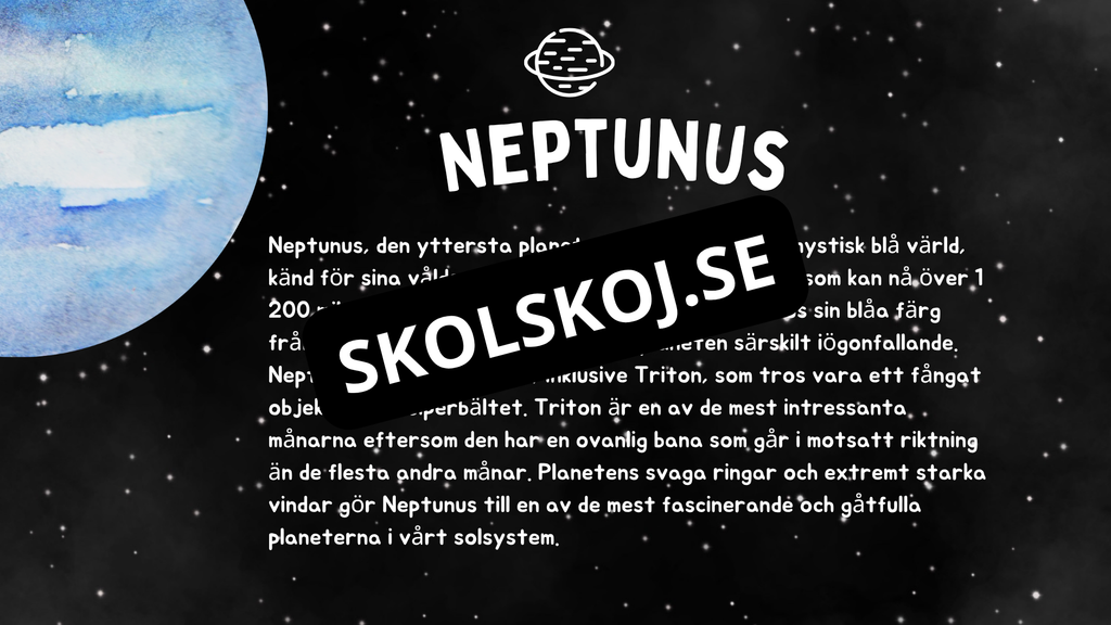 Kort fakta om solsystemet - Årskurs 3 - 6