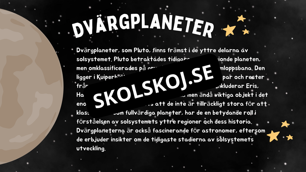 Kort fakta om solsystemet - Årskurs 3 - 6