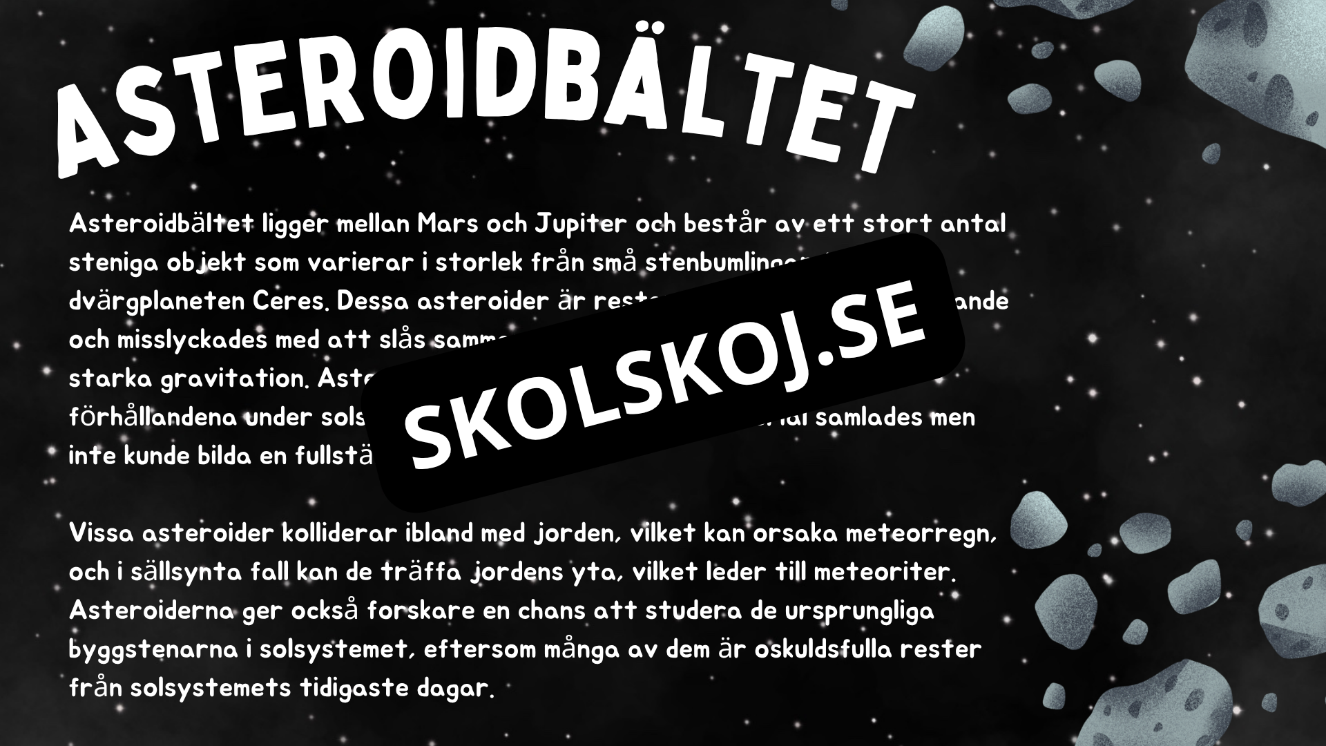 Kort fakta om solsystemet - Årskurs 3 - 6
