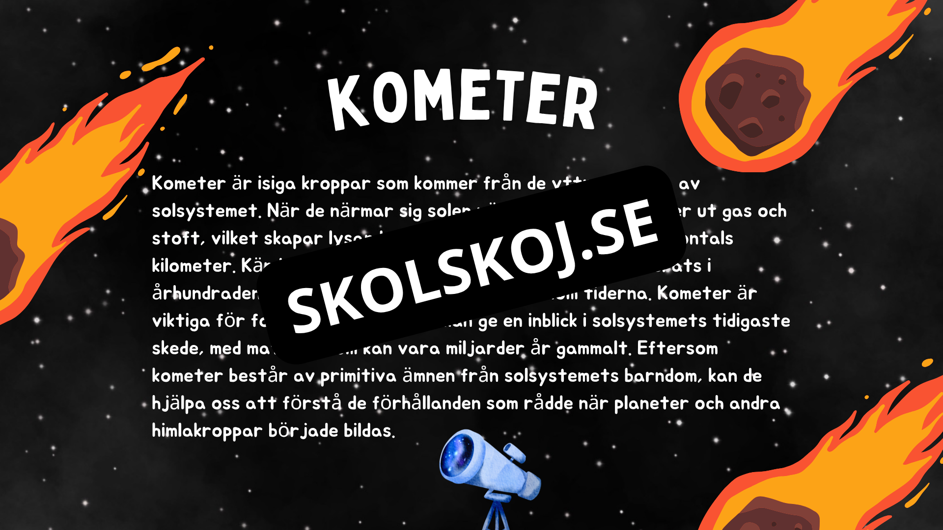 Kort fakta om solsystemet - Årskurs 3 - 6
