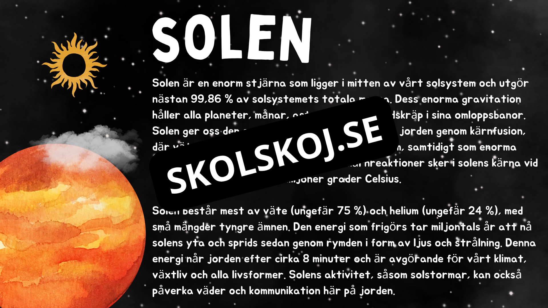 Kort fakta om solsystemet - Årskurs 3 - 6