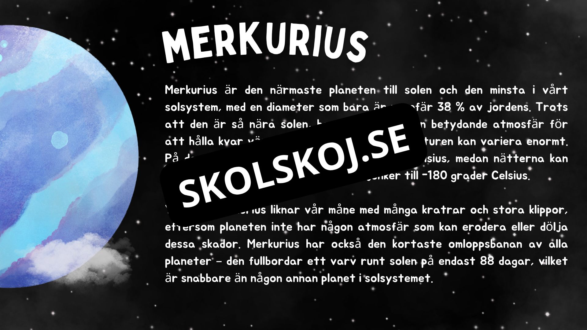 Kort fakta om solsystemet - Årskurs 3 - 6