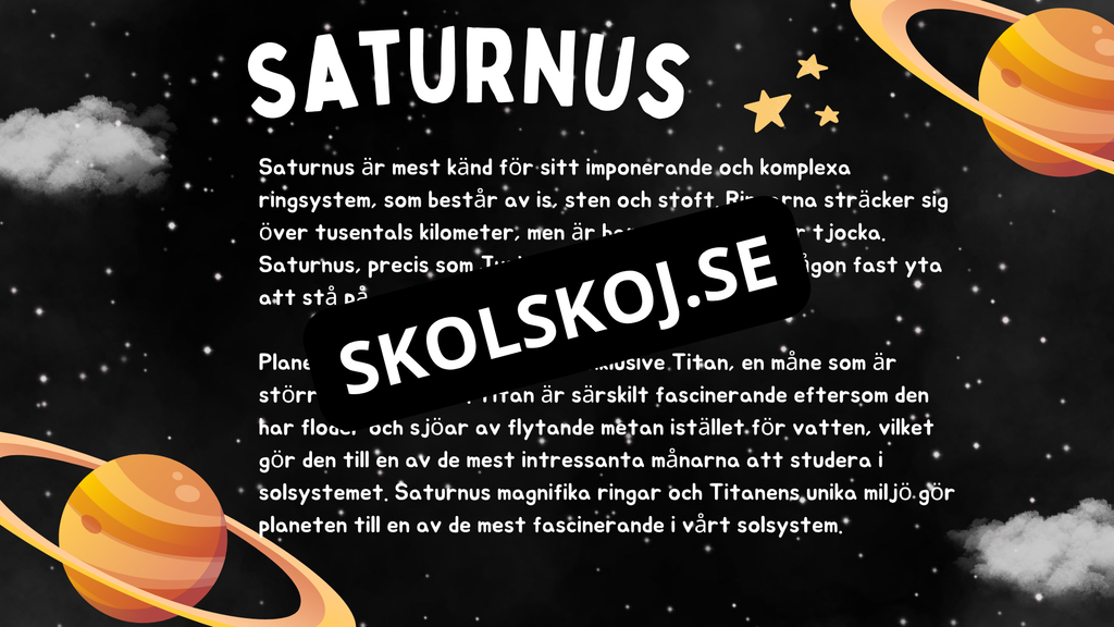 Kort fakta om solsystemet - Årskurs 3 - 6