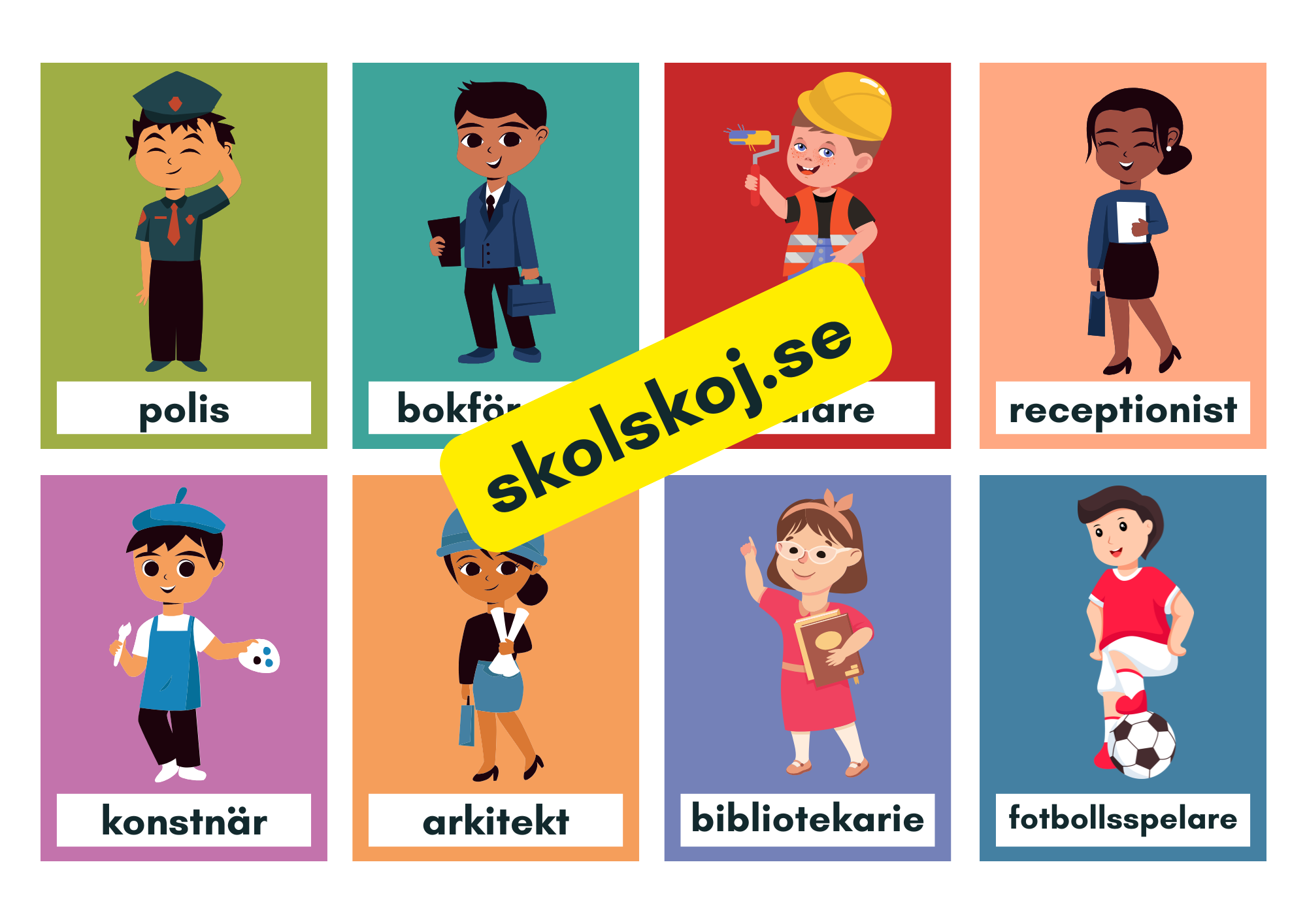 Kort med olika yrken (38 st)