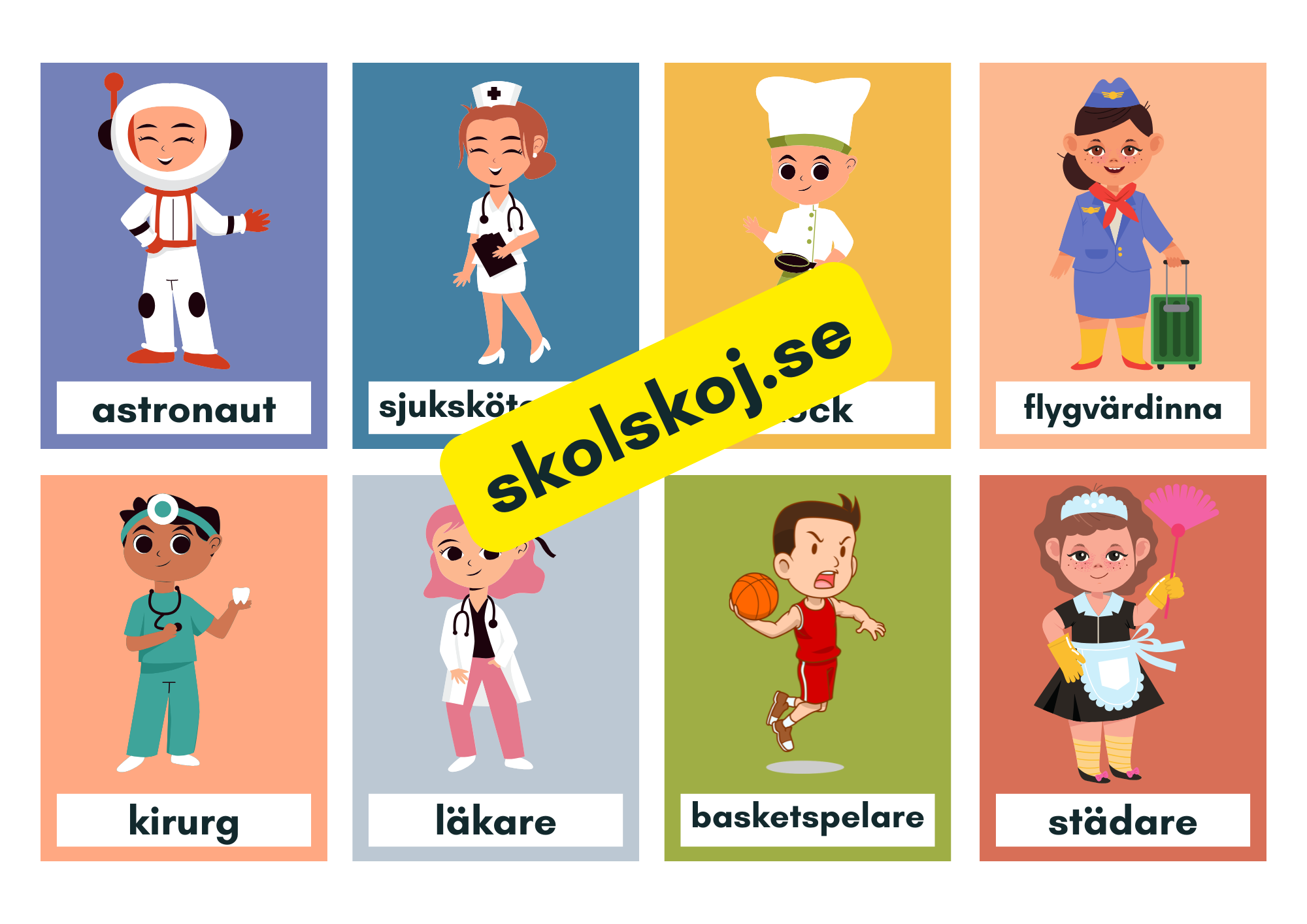 Kort med olika yrken (38 st)