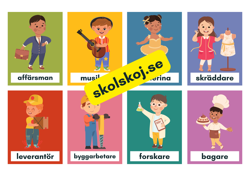 Kort med olika yrken (38 st)