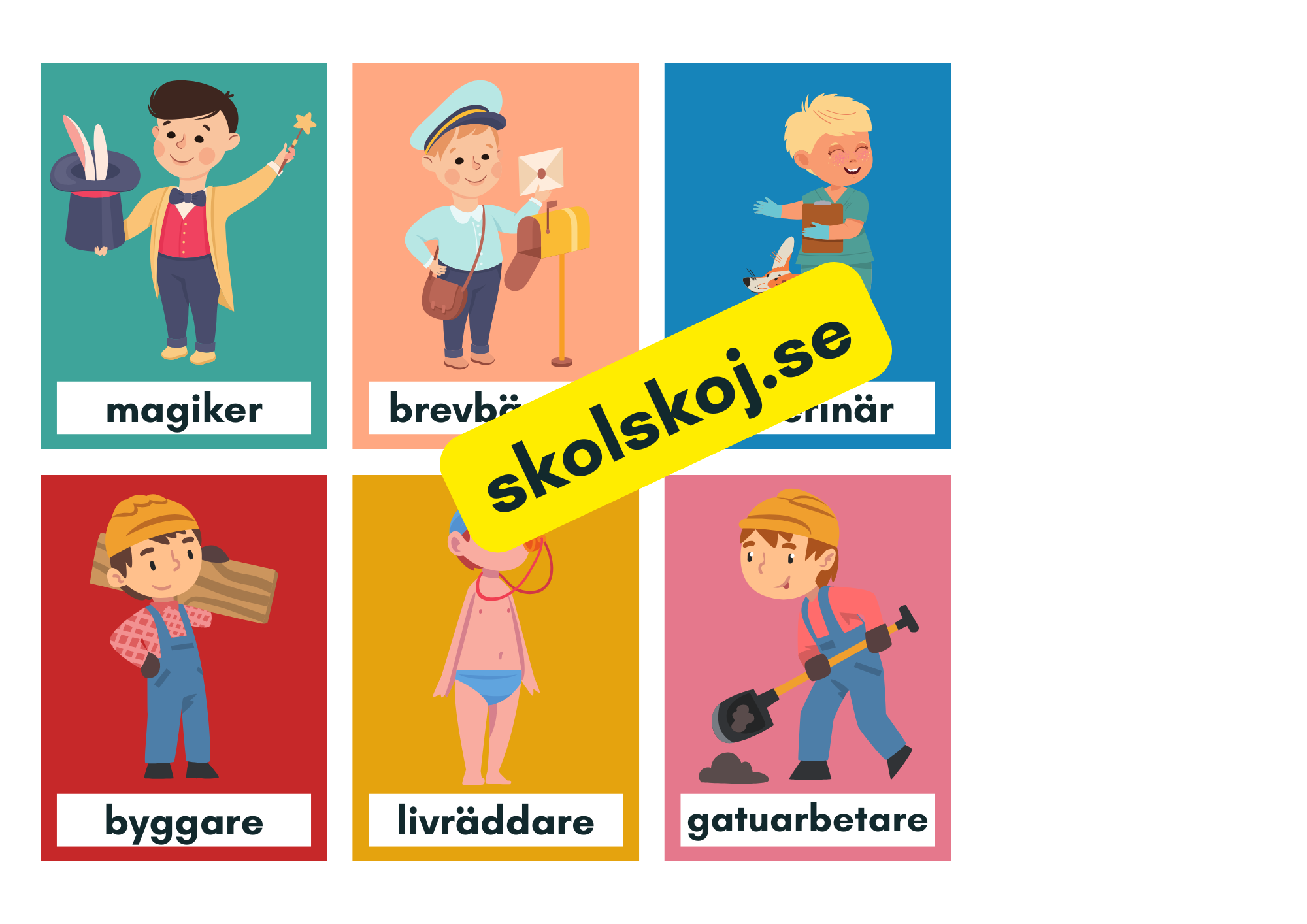 Kort med olika yrken (38 st)