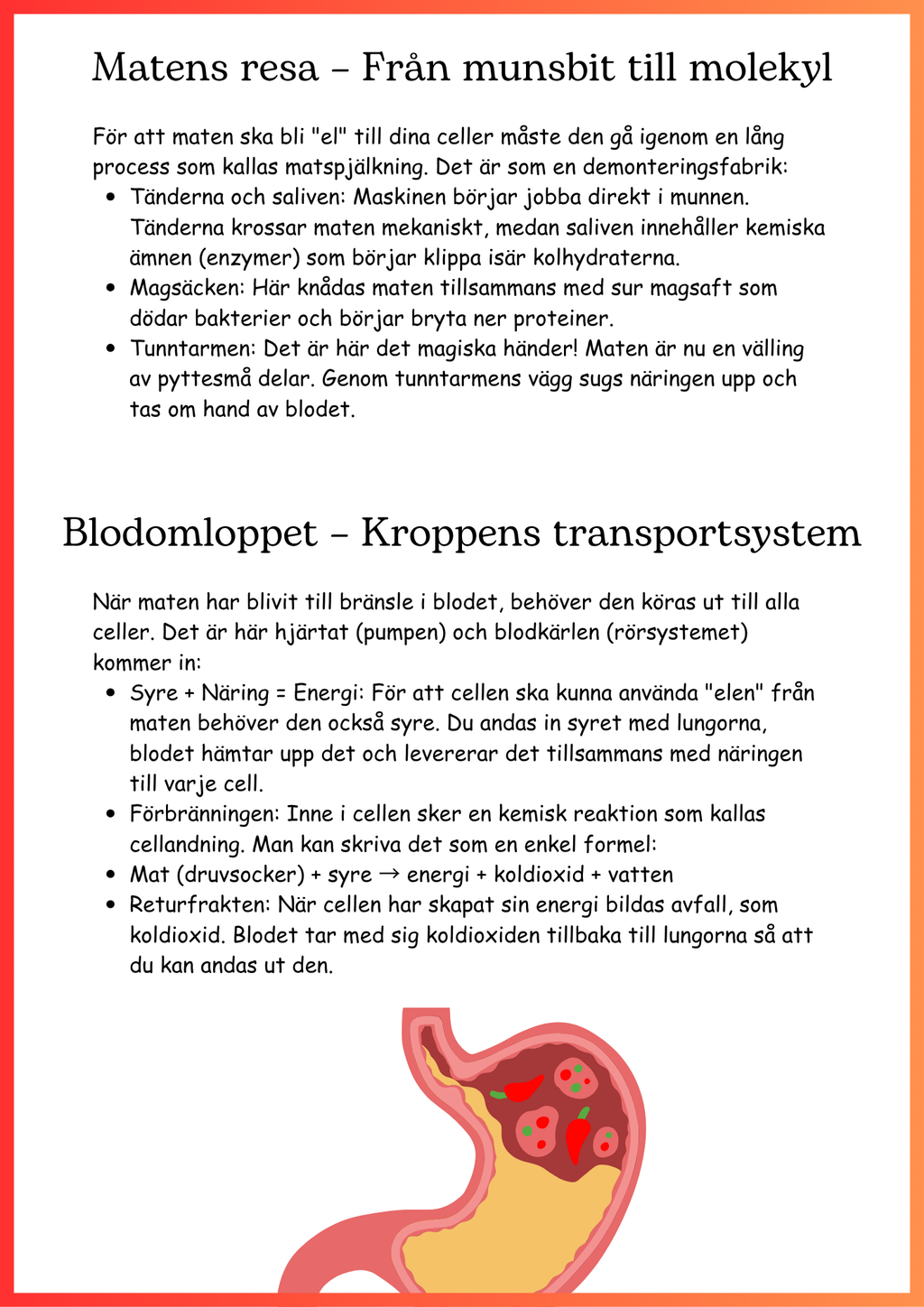 Kroppen behöver energi - Årskurs 4 - 6