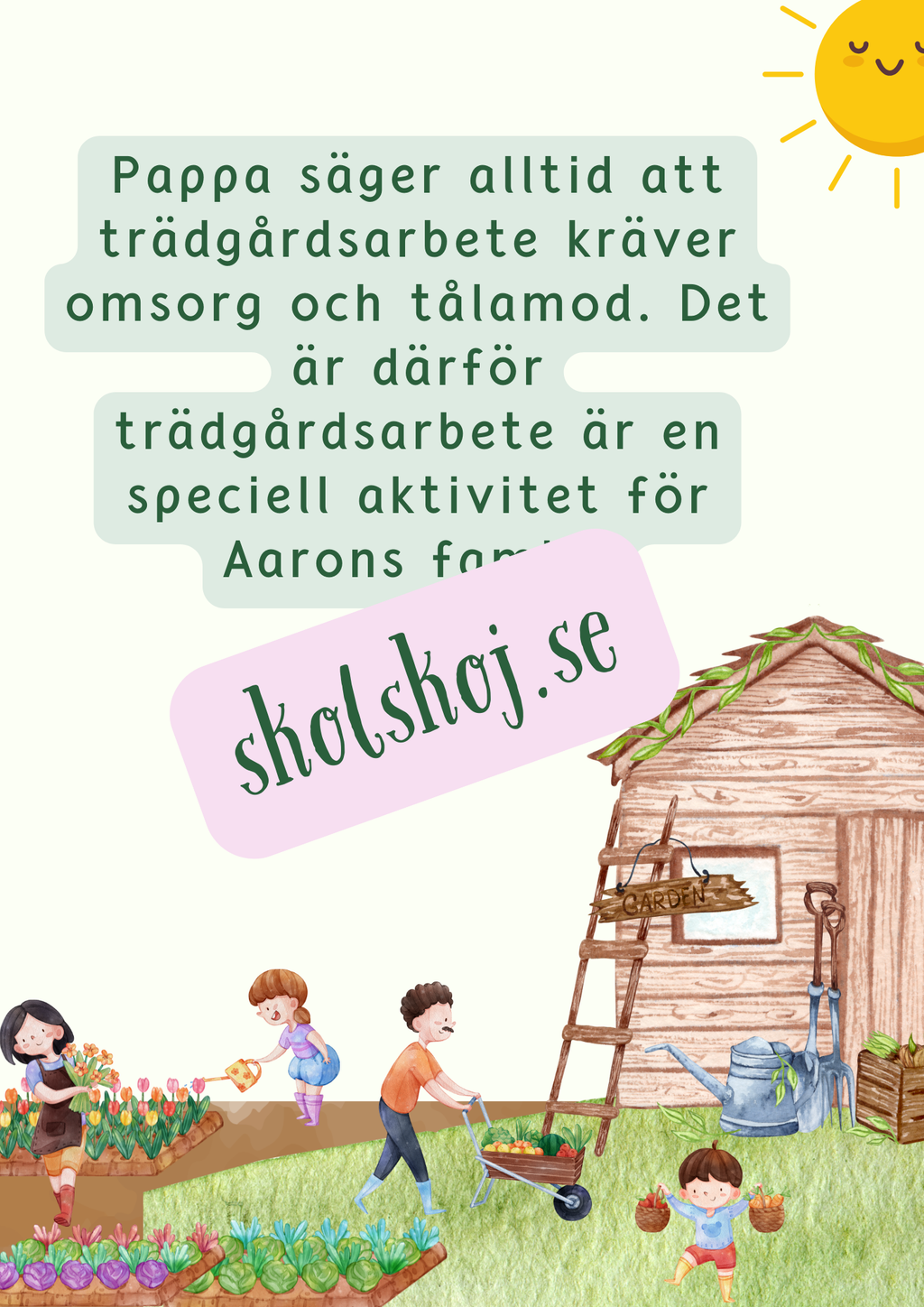 Vår trädgårdsäventyr - Läsförståelse + frågor