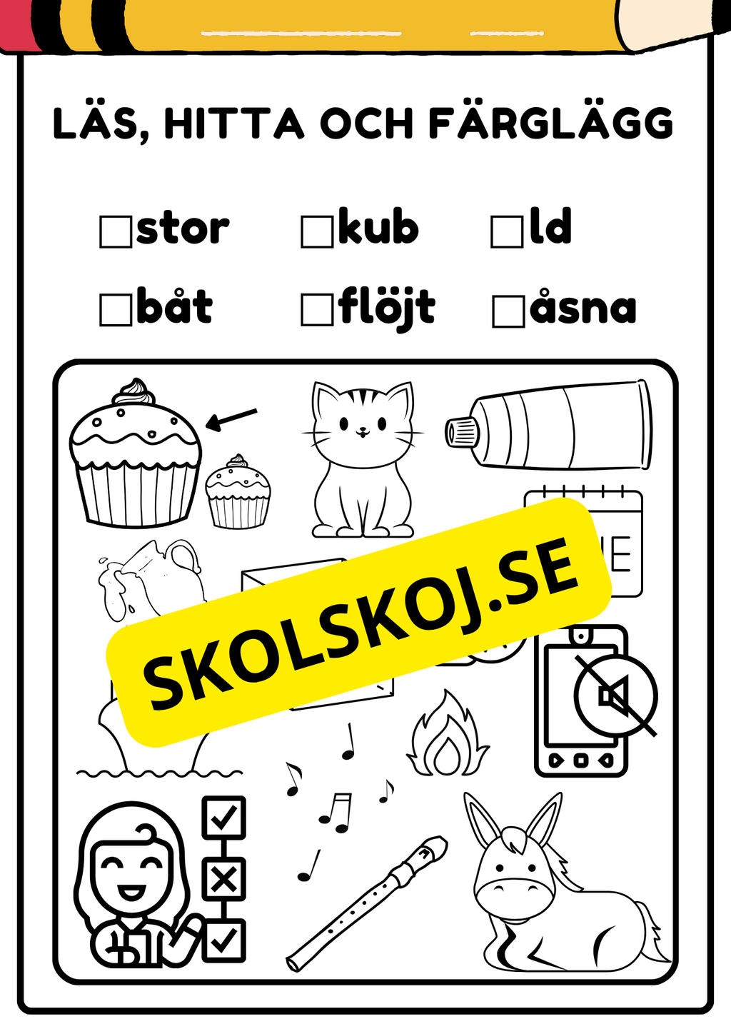 Läs, hitta och färglägg