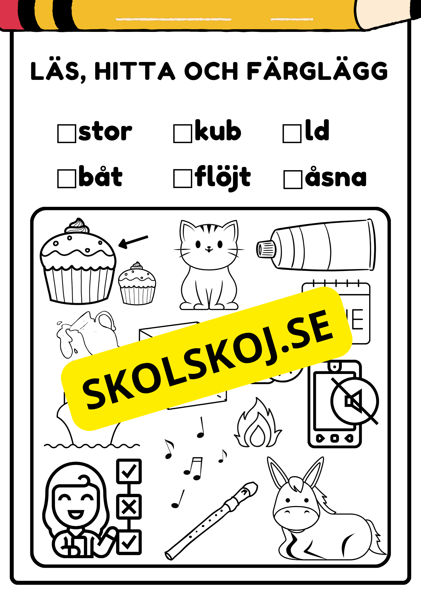 Läs, hitta och färglägg