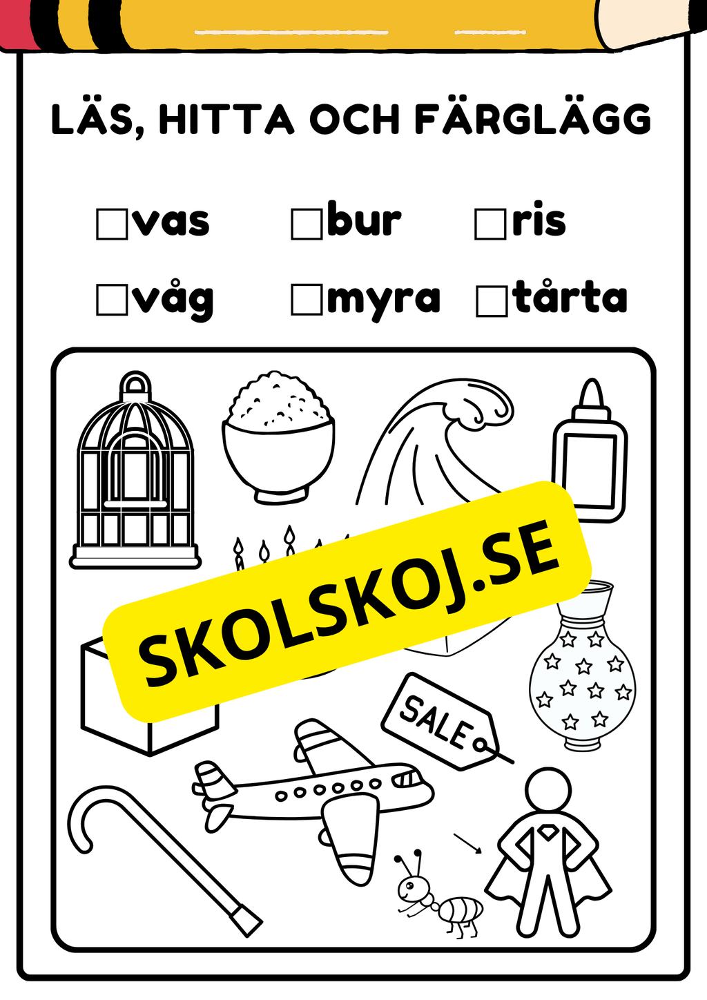 Läs, hitta och färglägg