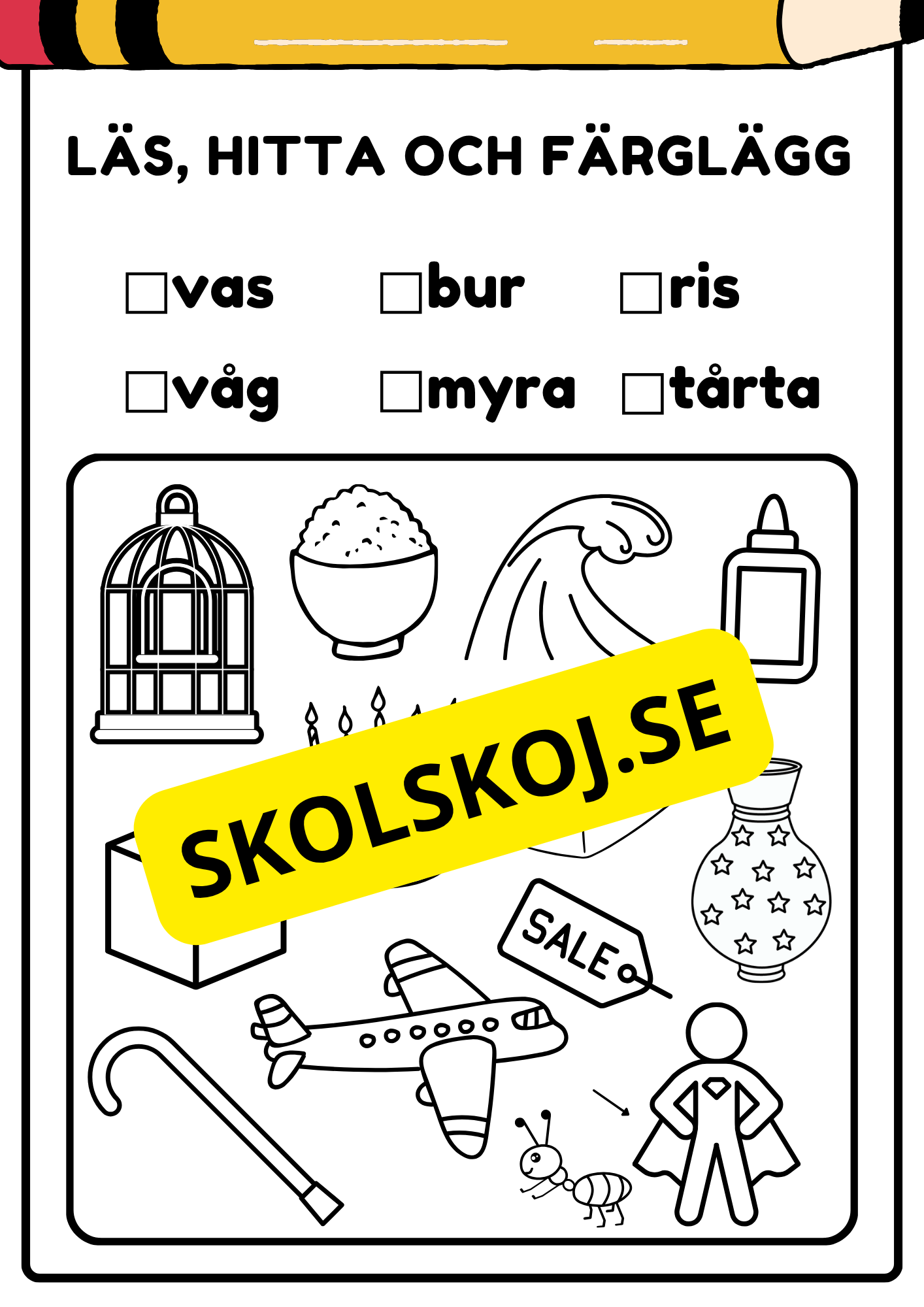 Läs, hitta och färglägg