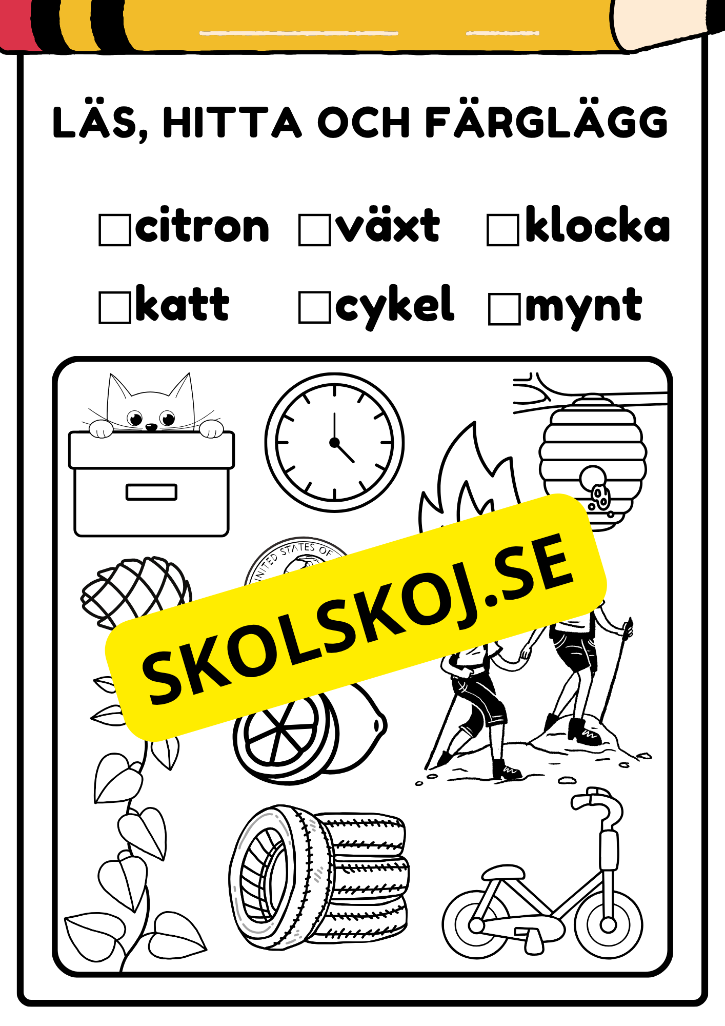 Läs, hitta och färglägg