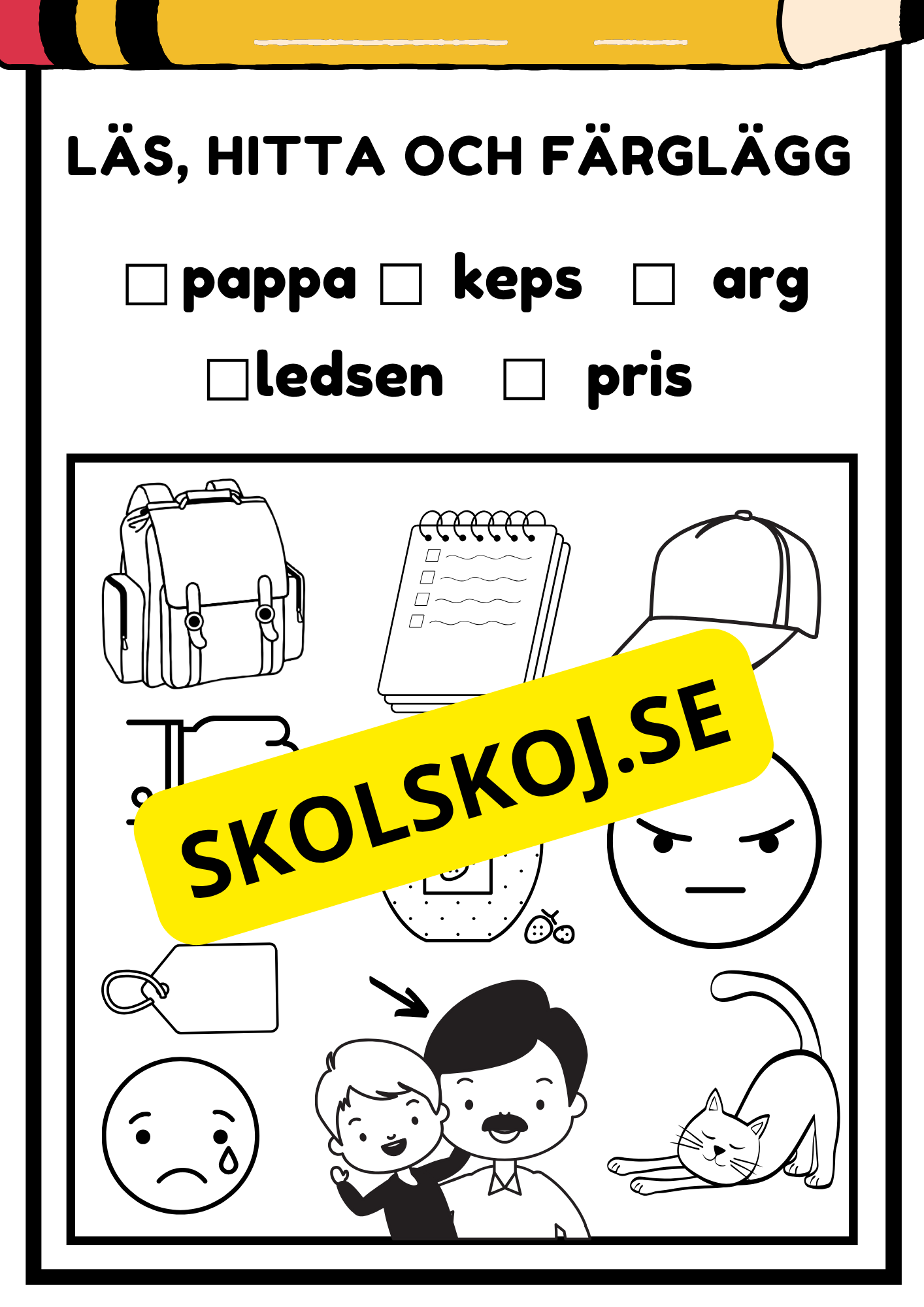 Läs, hitta och färglägg