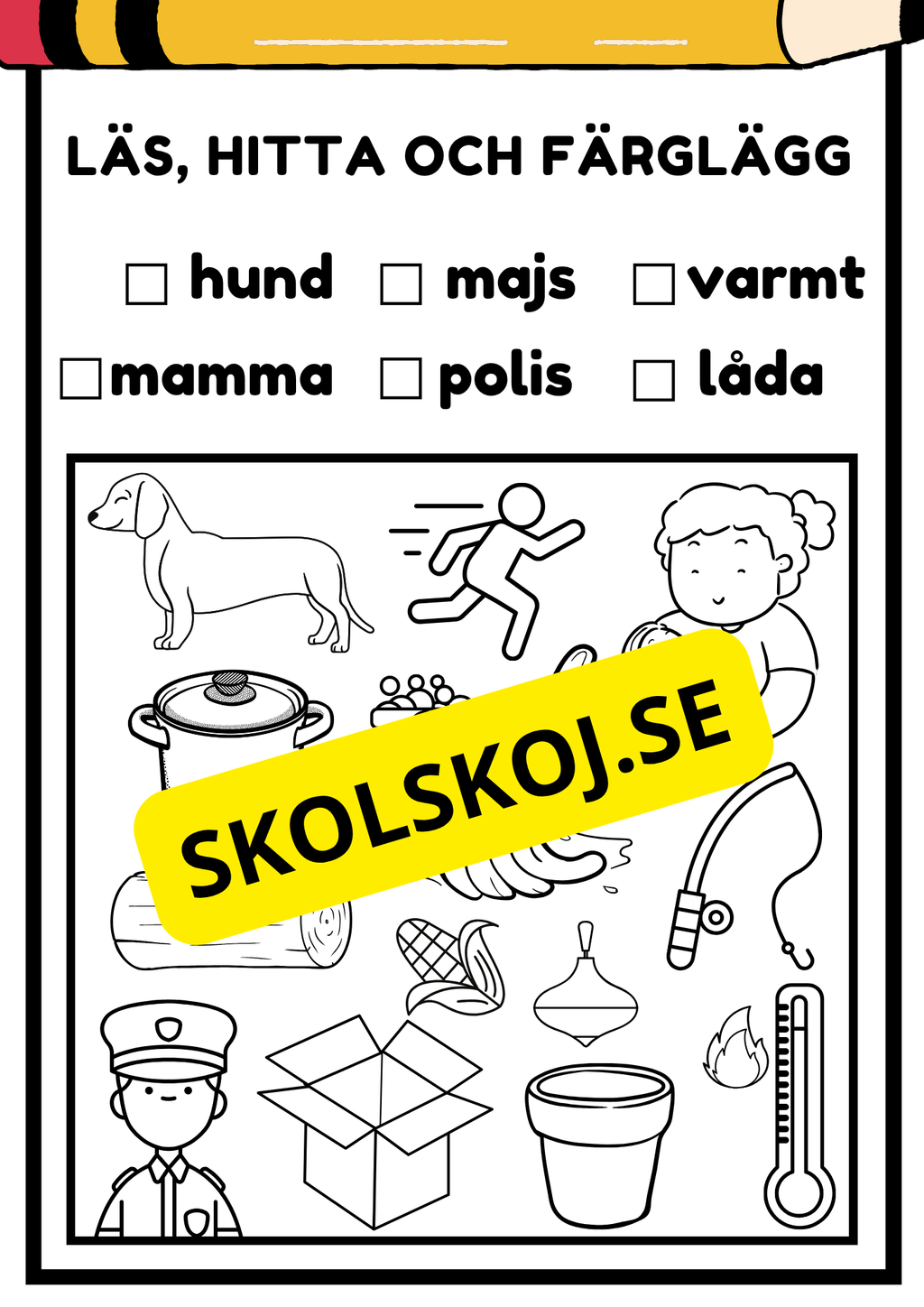Läs, hitta och färglägg
