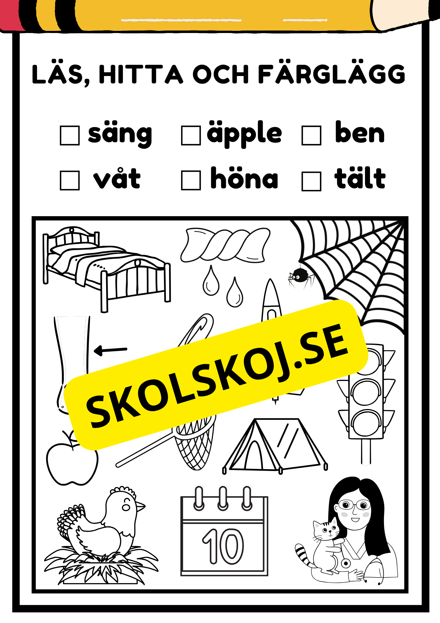 Läs, hitta och färglägg