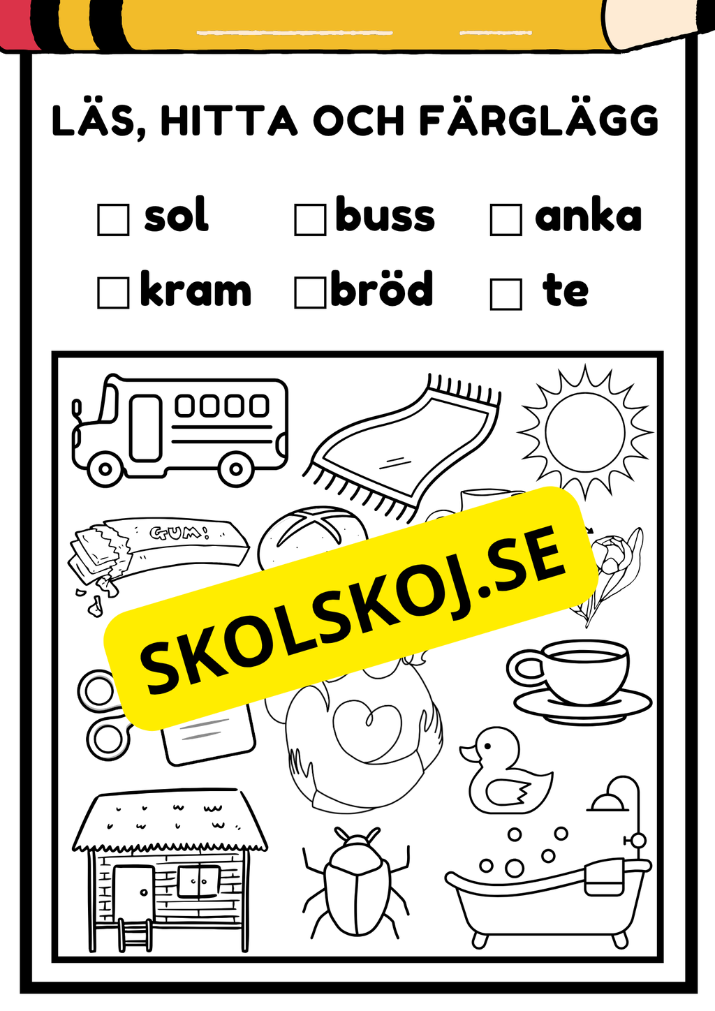 Läs, hitta och färglägg