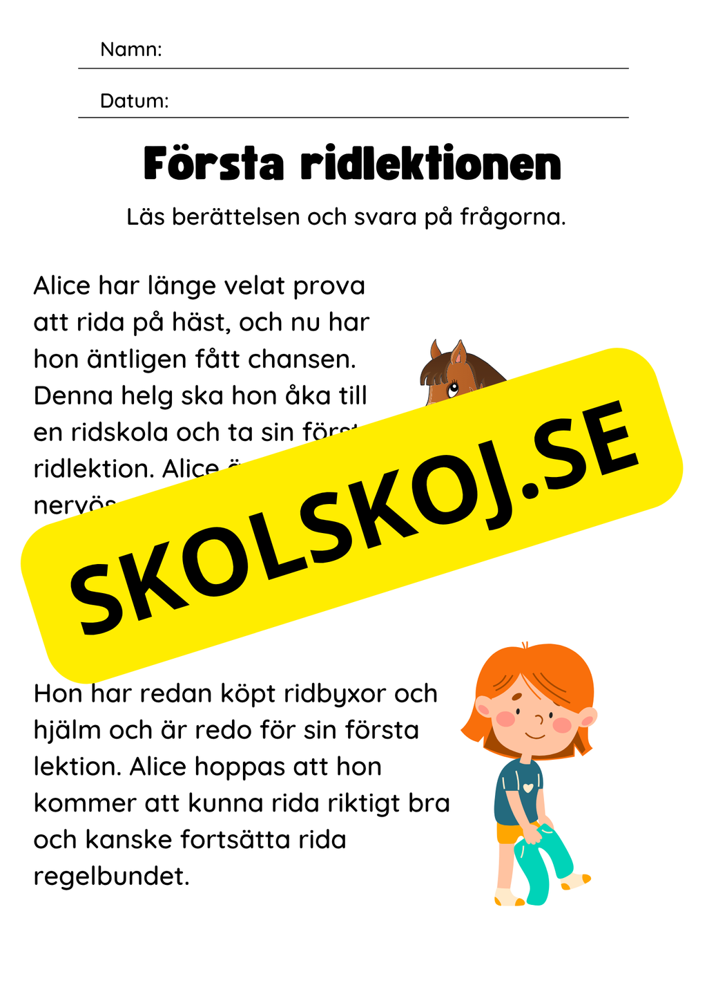 Läsförståelse - Enkel - Årskurs 2 - 3