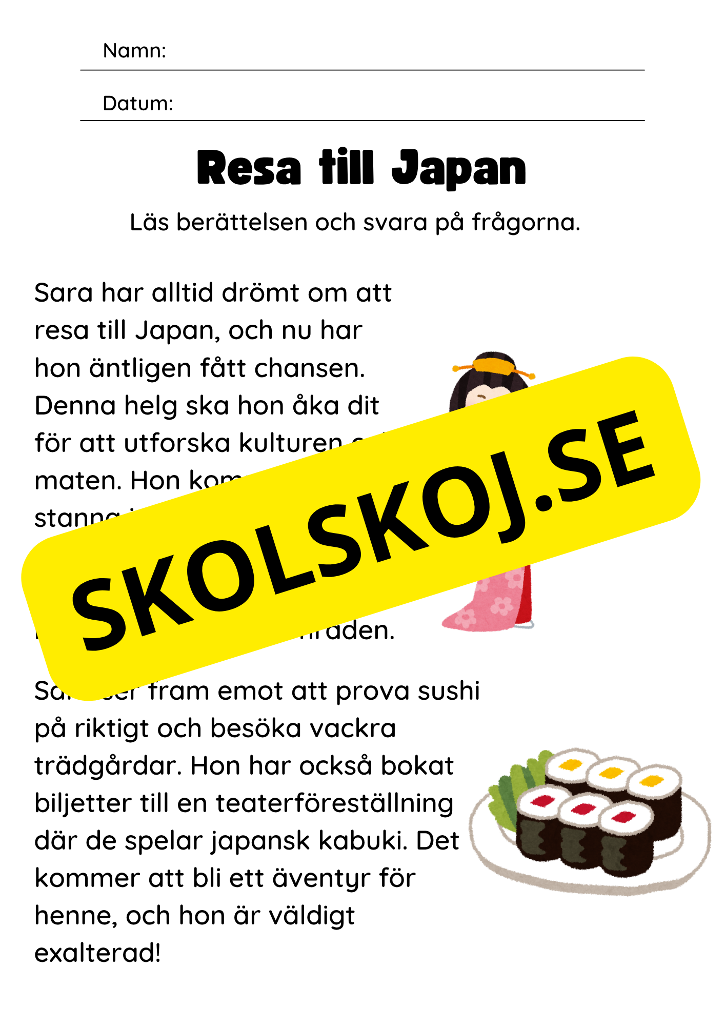 Läsförståelse - Enkel - Årskurs 2 - 3