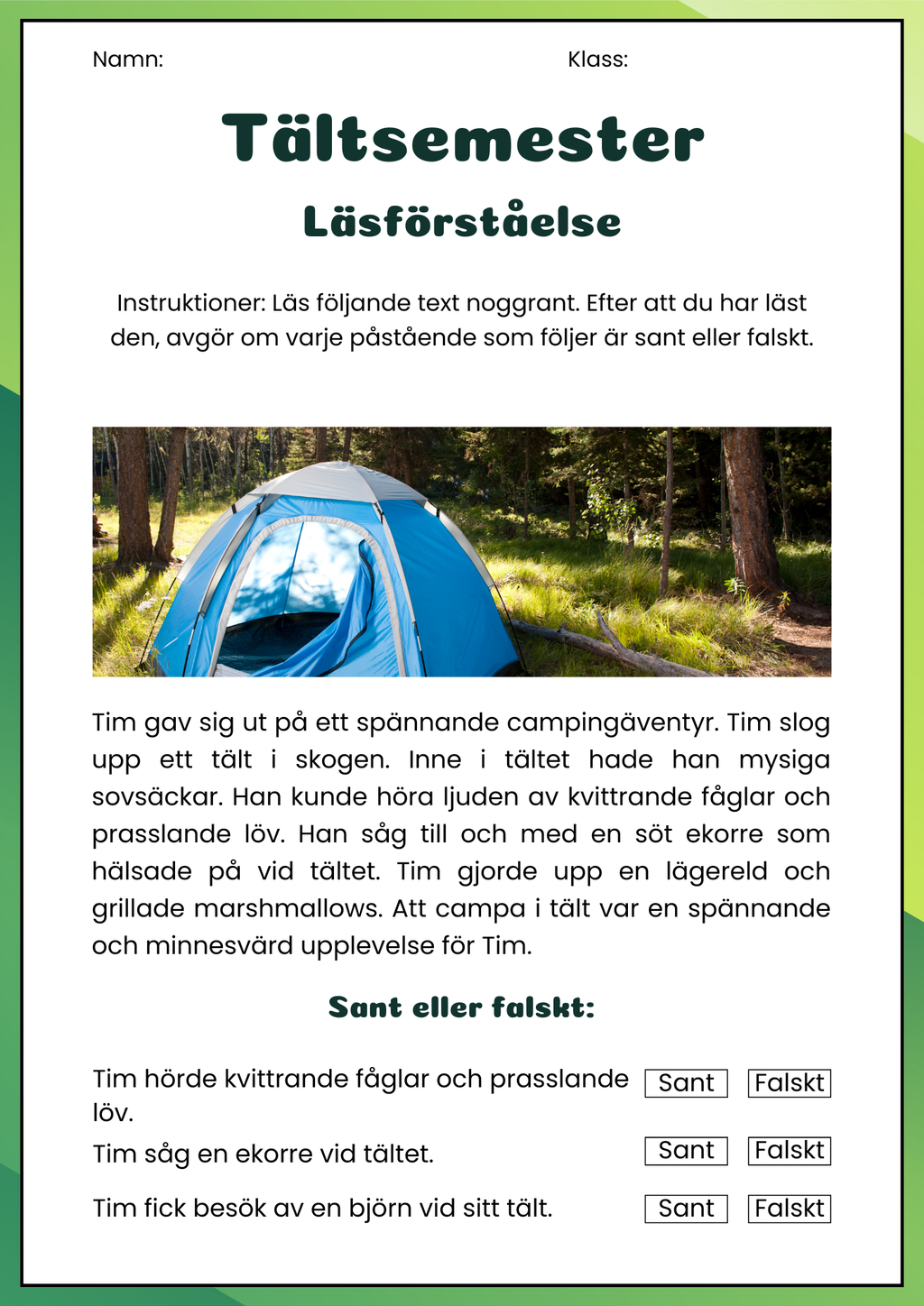 Läsförståelse - Årskurs 3