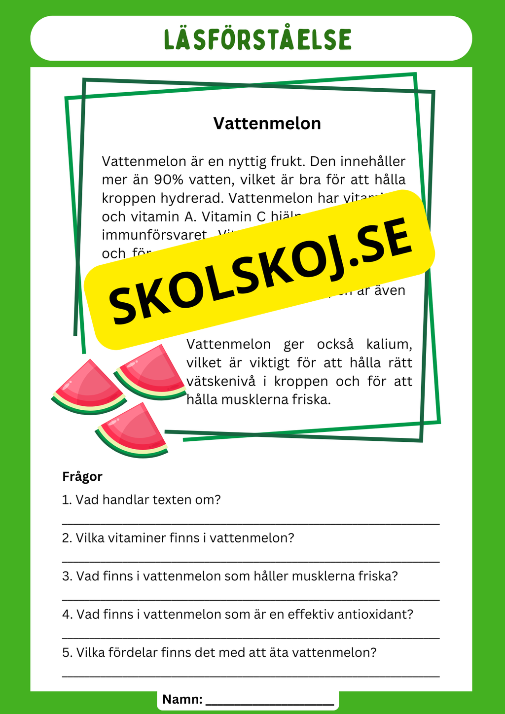 Läsförståelse - Frukter