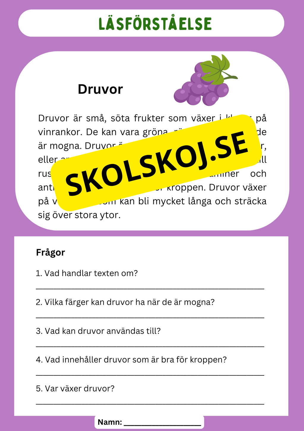 Läsförståelse - Frukter