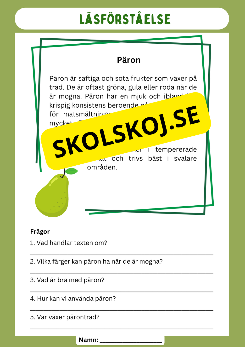 Läsförståelse - Frukter