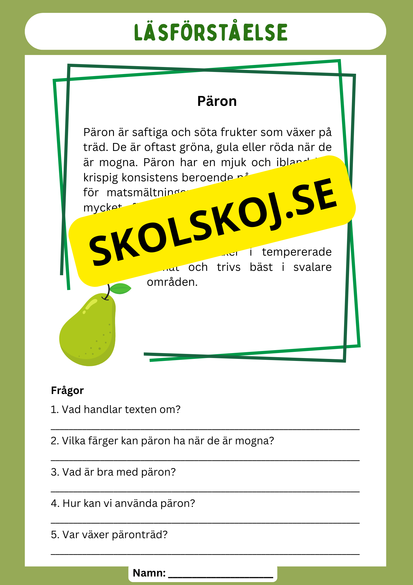 Läsförståelse - Frukter