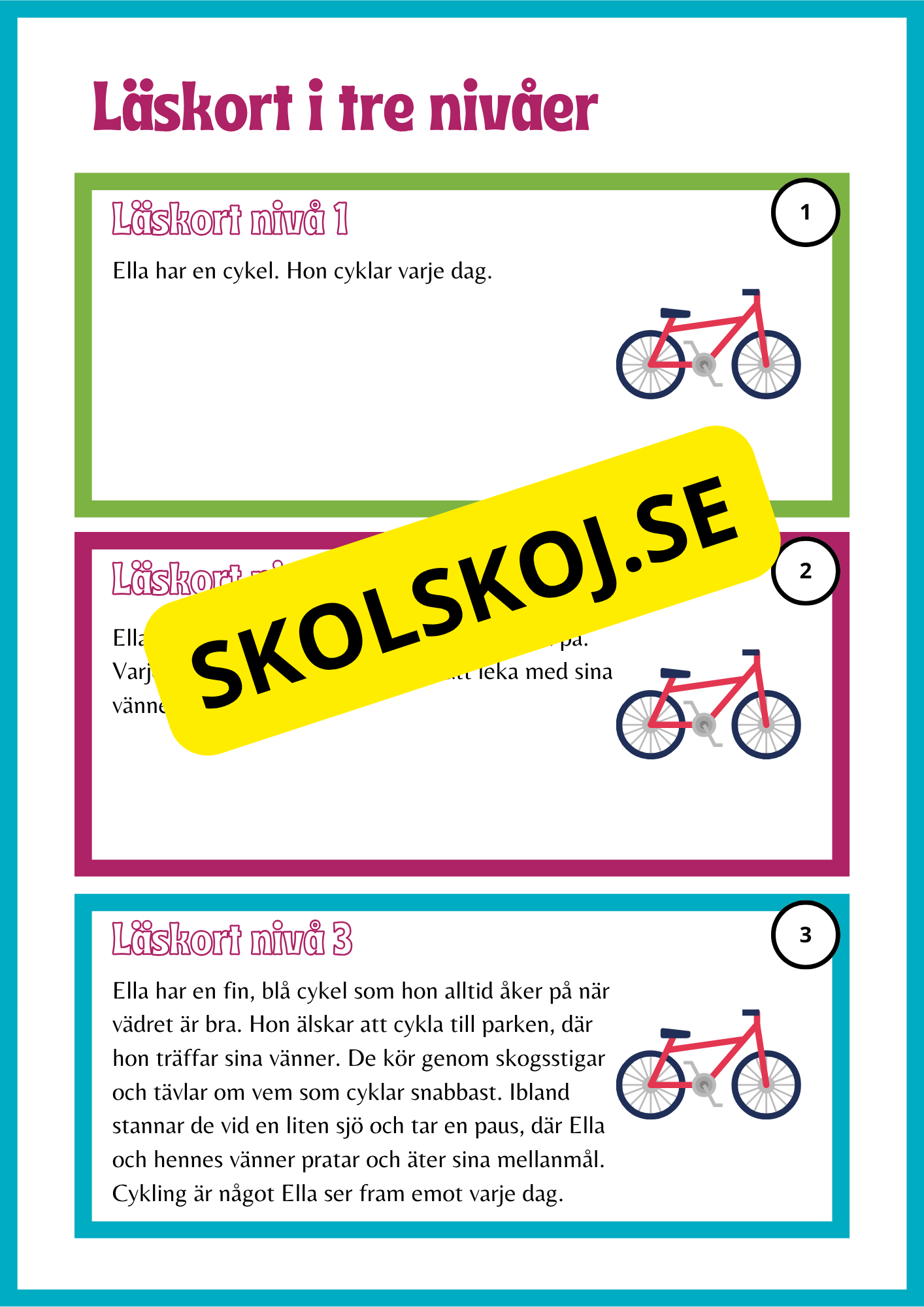 Läskort i tre nivåer- 60 st